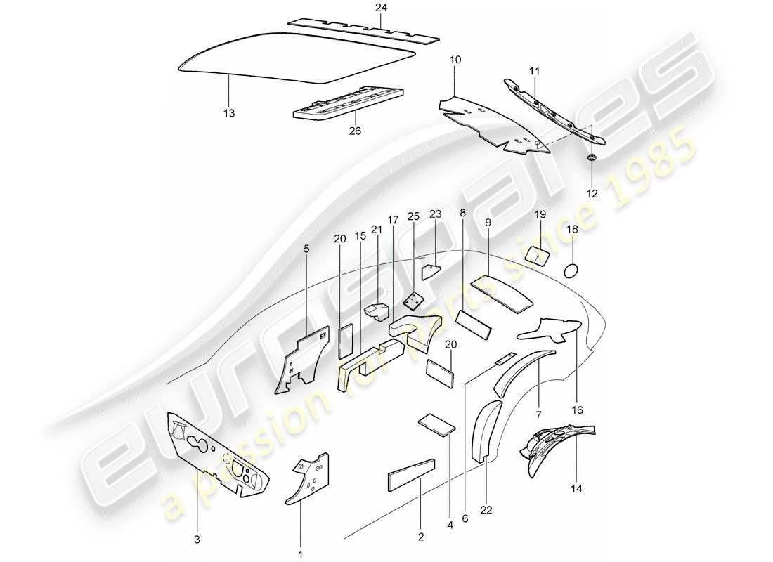 porsche 997 t/gt2 (2008) body shell part diagram