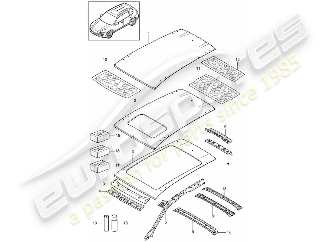 porsche cayenne e2 (2015) roof part diagram