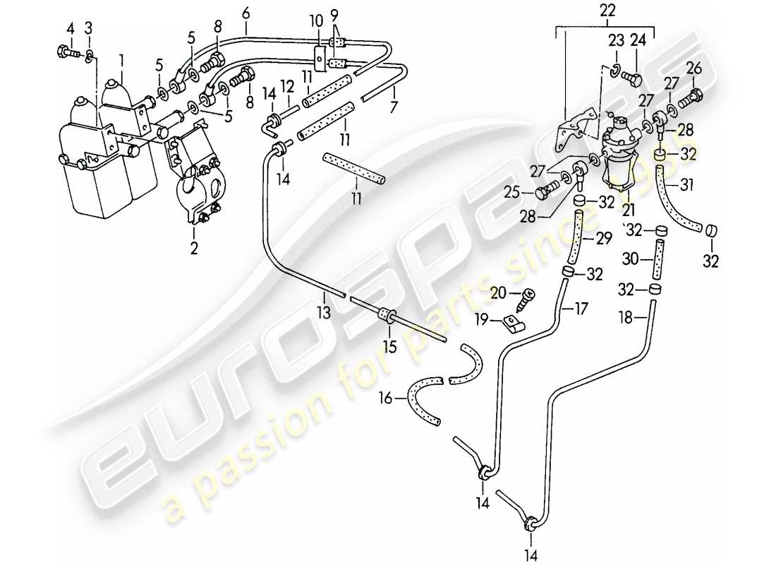 porsche 356/356a (1950) fuel pump - -autopulse 500- - electric - with: - fuel line part diagram