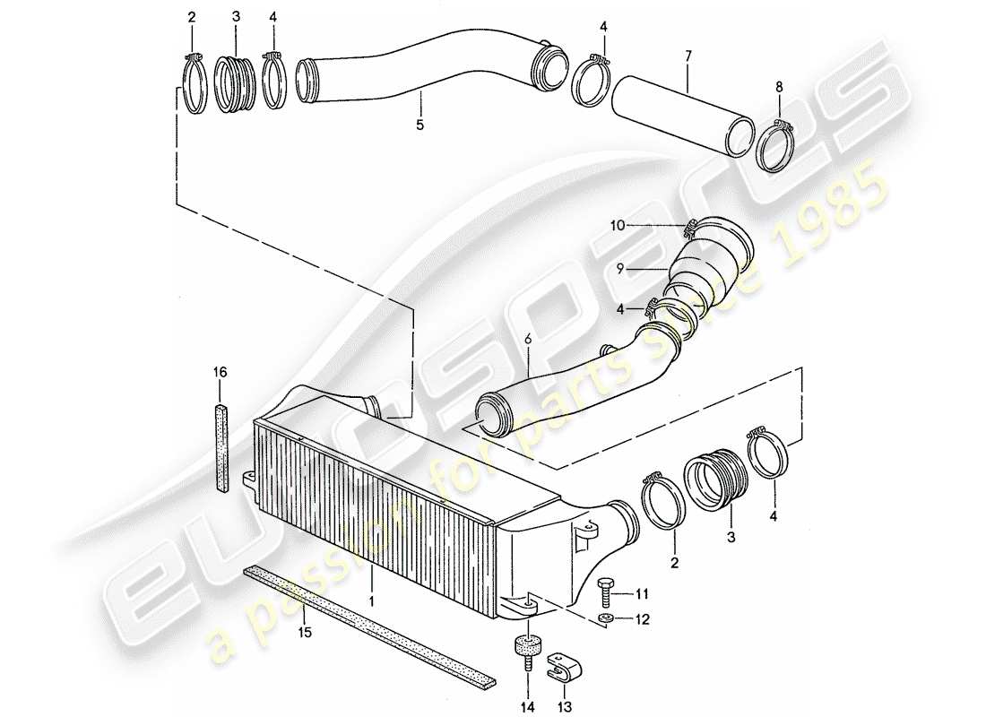 porsche 944 (1991) charge air cooler part diagram