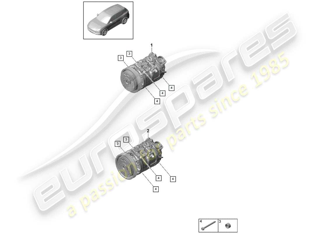 porsche cayenne e3 (2020) compressor part diagram