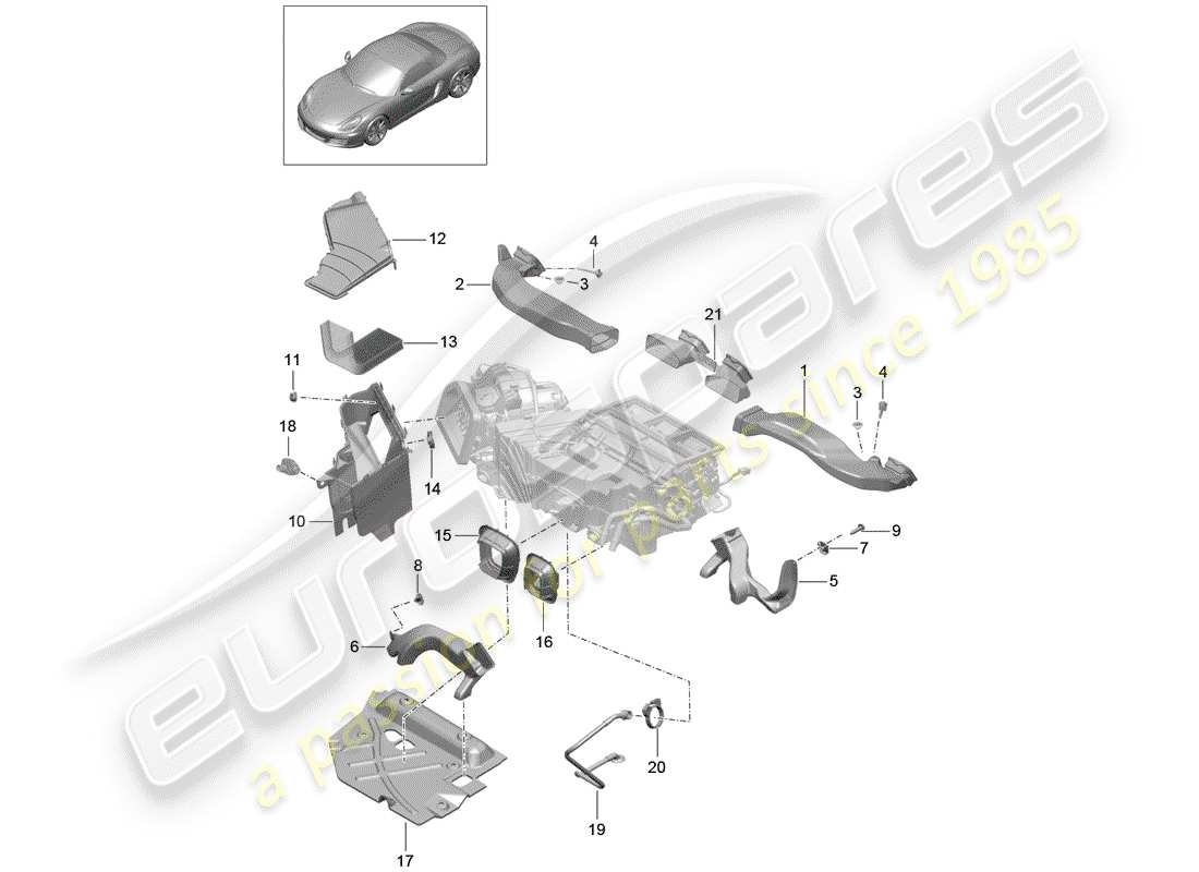 porsche boxster 981 (2014) air duct part diagram