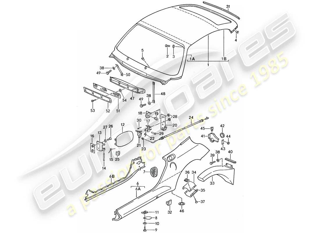 porsche 959 (1987) exterior panelling part diagram