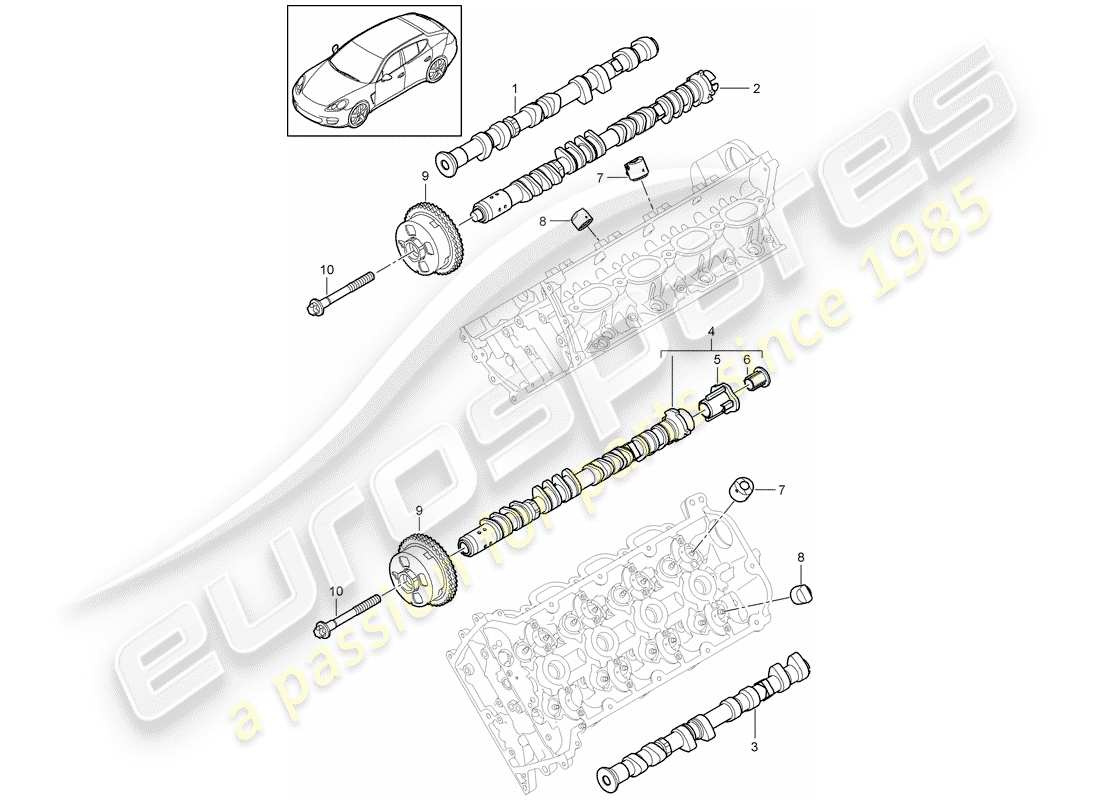 porsche panamera 970 (2010) camshaft part diagram