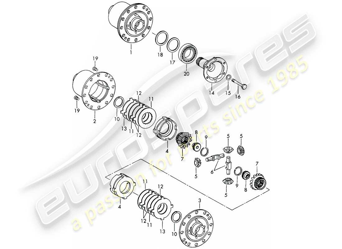 porsche 911/912 (1967) limited slip differential - for - die casting - housing - d - mj 1969>> - mj 1969 part diagram