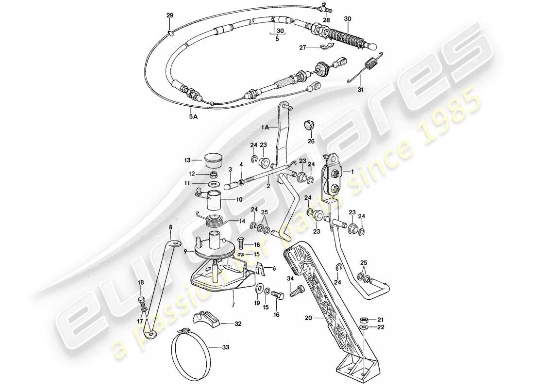 porsche 924 (1984) throttle control - accelerator cable - for - automatic transmission part diagram