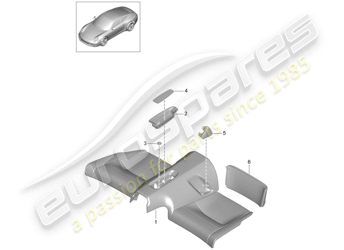 porsche 991 (2015) back seat cushion part diagram