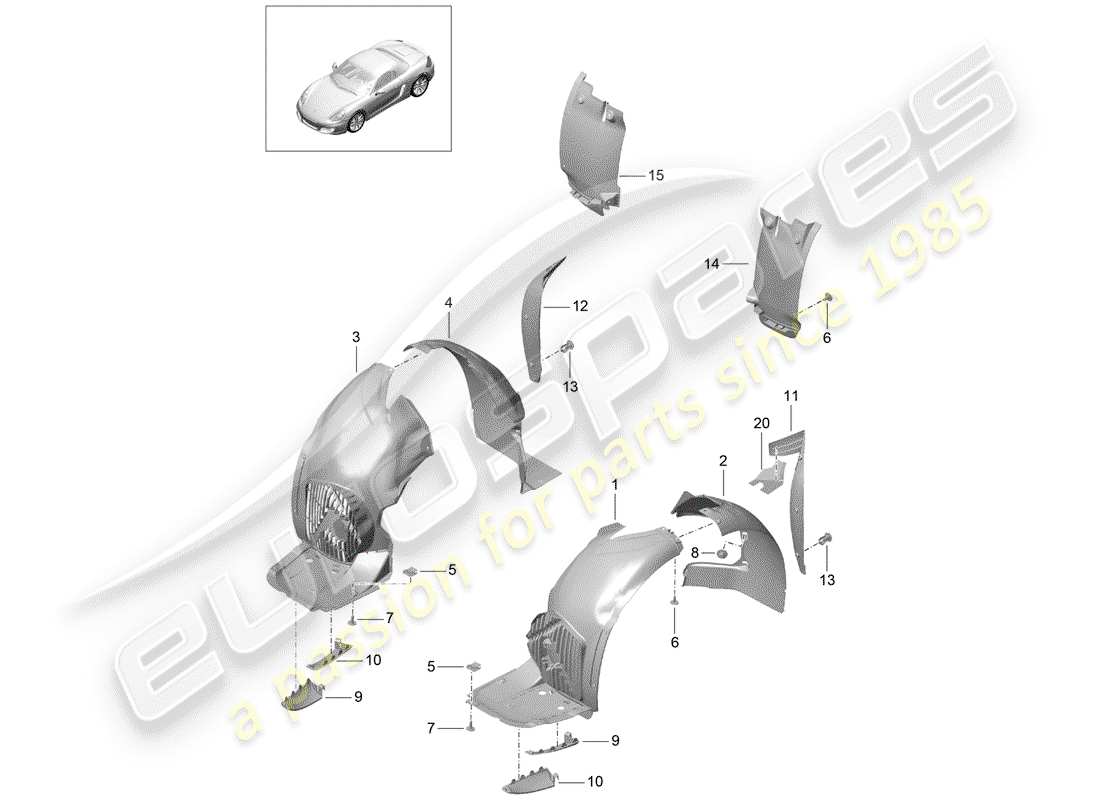 porsche boxster 981 (2014) trims part diagram