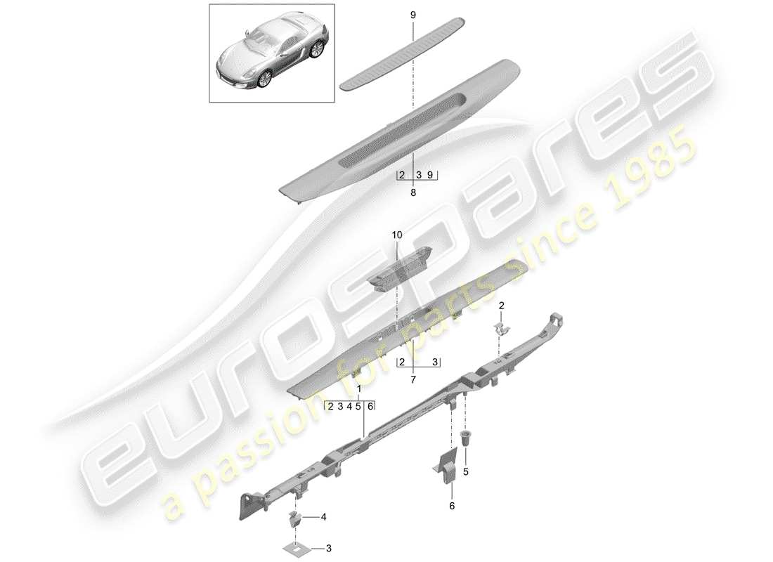 porsche boxster 981 (2014) lining part diagram