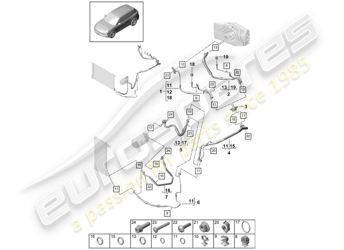 porsche cayenne e3 (2018) air conditioner part diagram