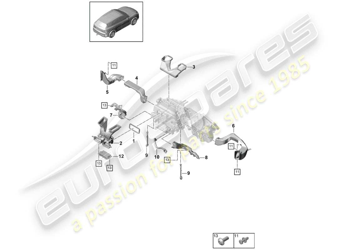 porsche cayenne e3 (2018) air duct part diagram