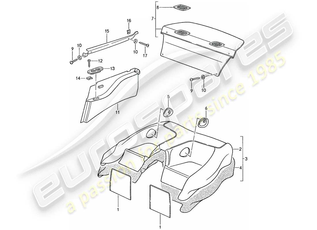 porsche 959 (1987) lining part diagram