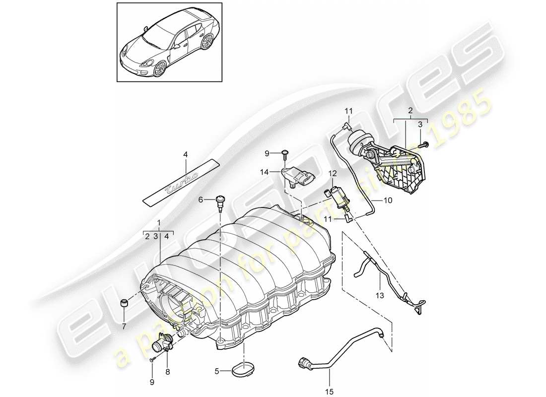 porsche panamera 970 (2010) intake air distributor part diagram