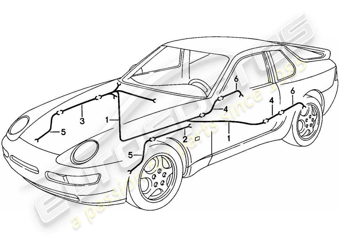 porsche 968 (1995) wiring harnesses - anti-locking brake syst. -abs- - brake pad wear indicator part diagram