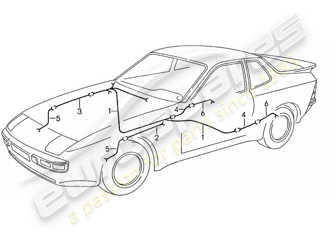 porsche 944 (1990) wiring harnesses - anti-locking brake syst. -abs- - brake pad wear indicator part diagram