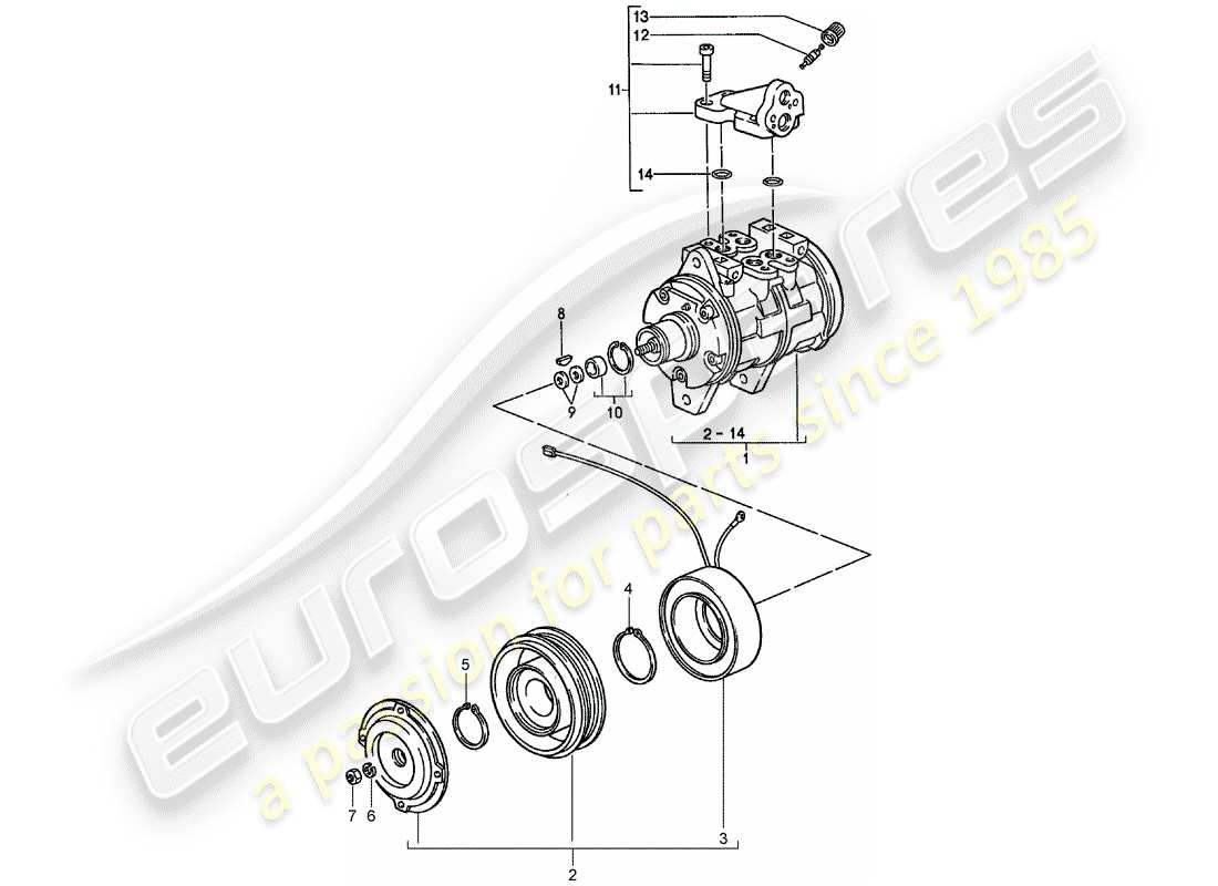 porsche 944 (1990) compressor part diagram