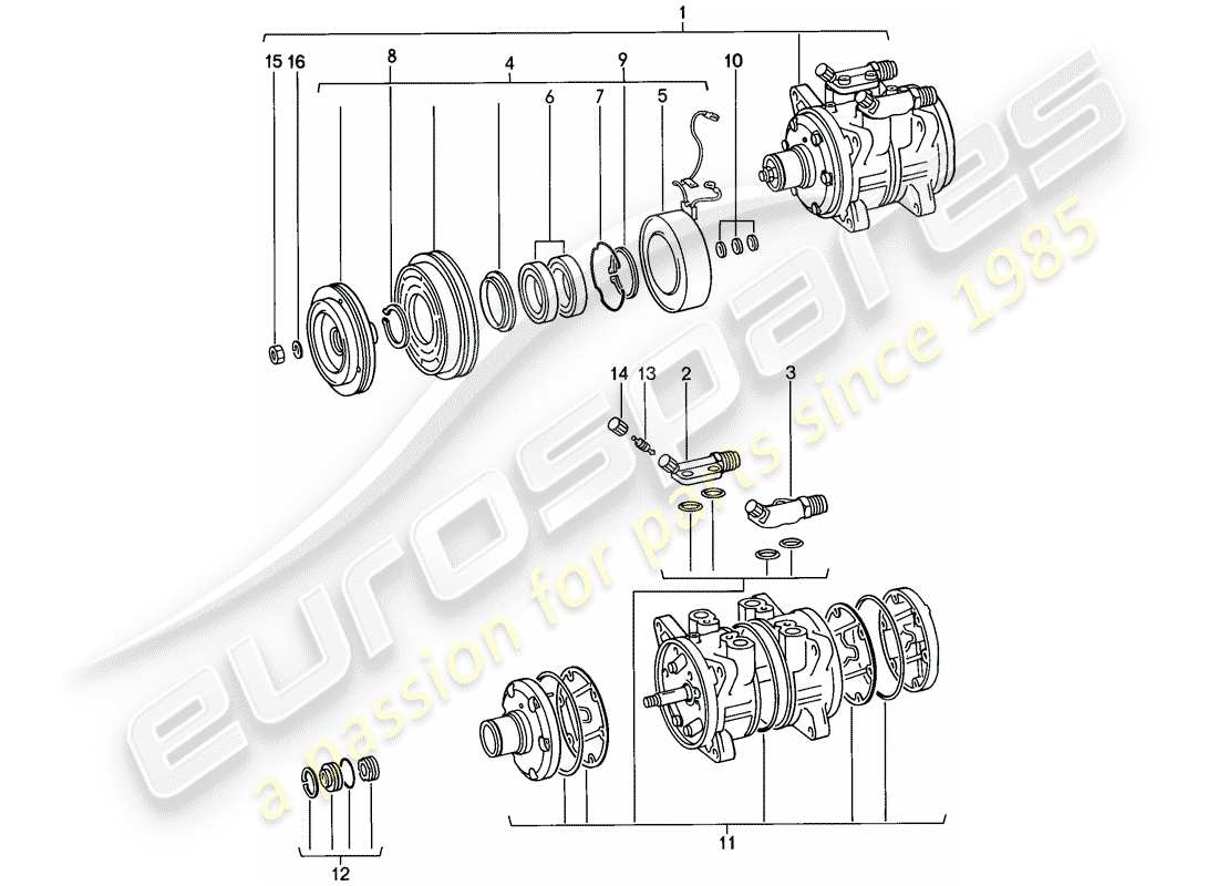 porsche 924 (1977) compressor - d - mj 1979>> - mj 1979 part diagram