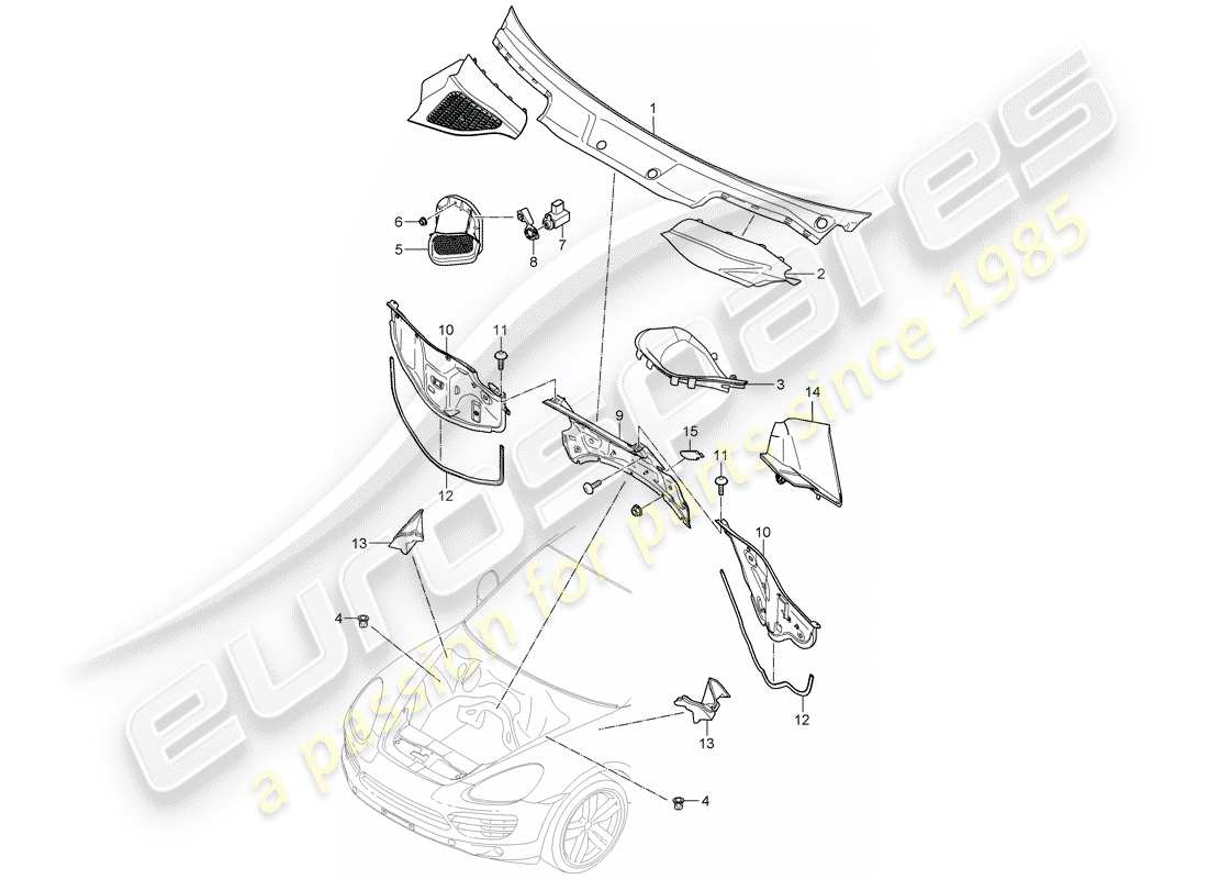 porsche cayenne e2 (2014) cover part diagram