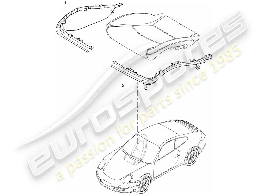 porsche 997 (2008) cushion carrier part diagram