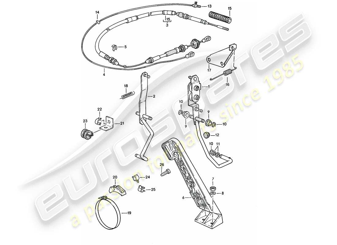 porsche 924s (1986) throttle control - for - automatic transmission part diagram