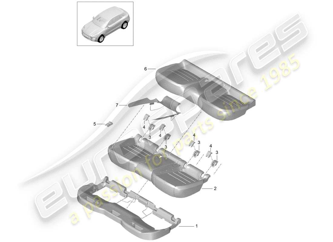 porsche macan (2016) foam part part diagram