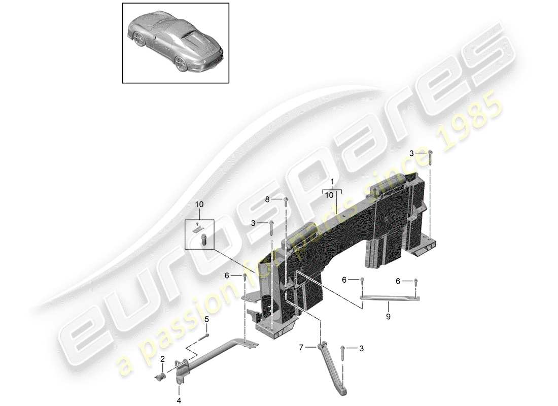 porsche 991r/gt3/rs (2015) rollover protection part diagram