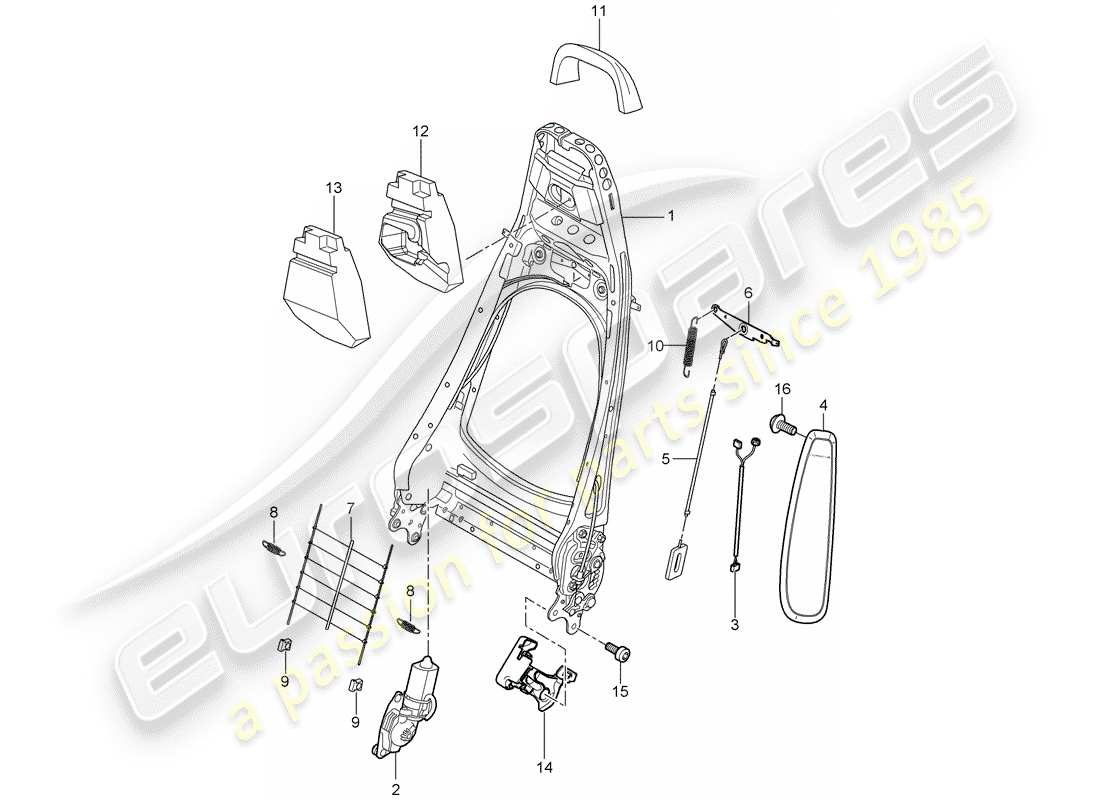 porsche boxster 987 (2006) backrest frame part diagram