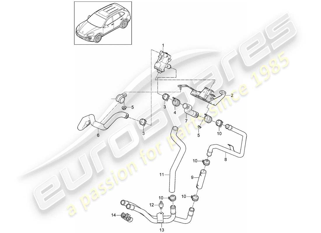 porsche cayenne e2 (2014) hose part diagram