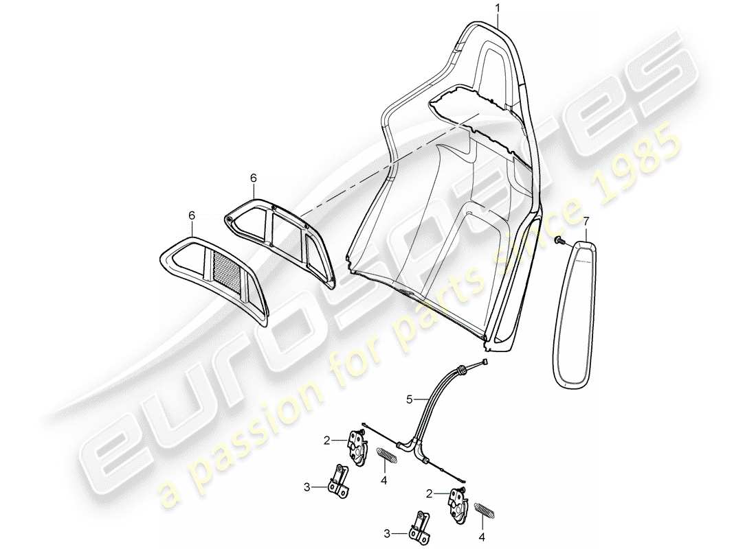 porsche 997 t/gt2 (2008) backrest shell part diagram