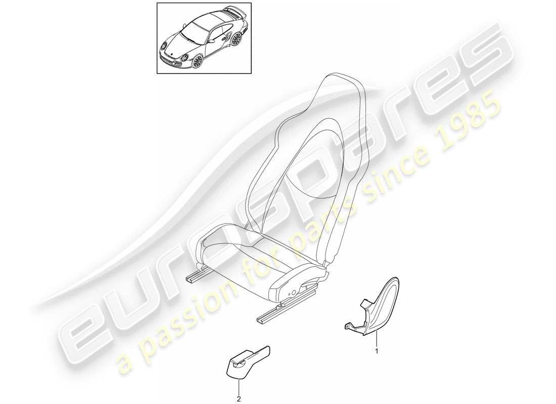 porsche 911 t/gt2rs (2012) front seat part diagram