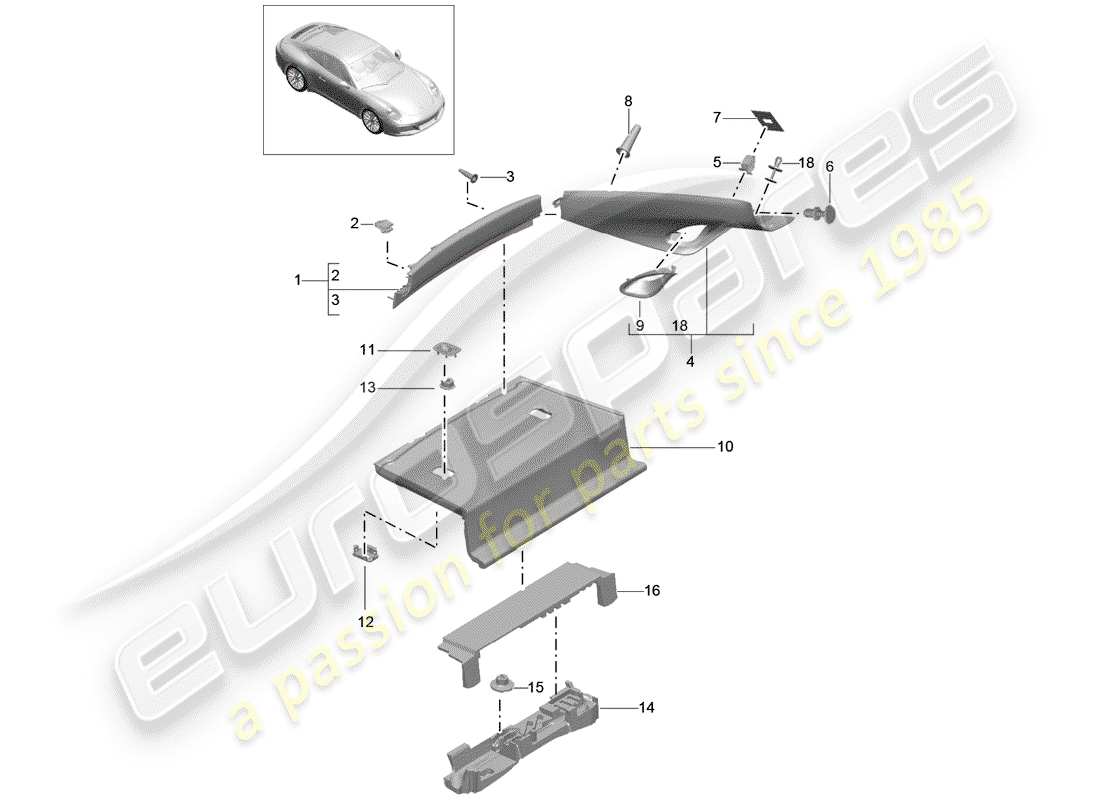 porsche 991 gen. 2 (2018) trims part diagram