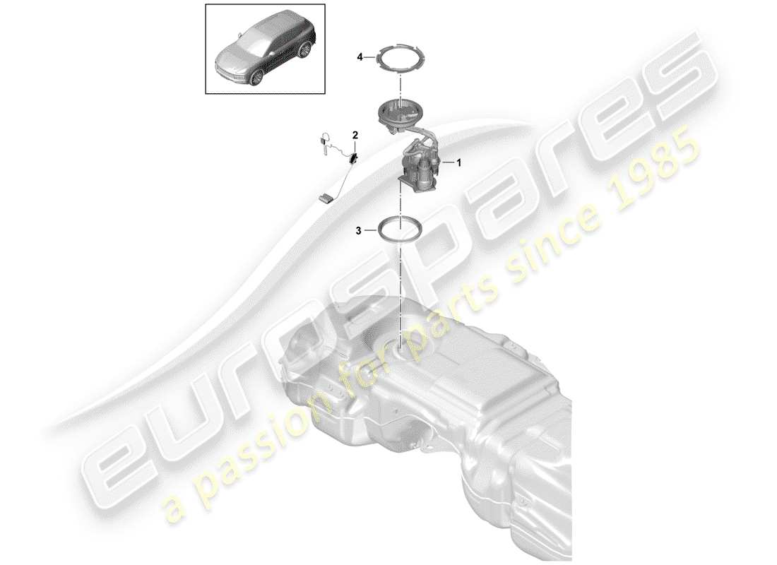 porsche cayenne e3 (2018) fuel tank part diagram