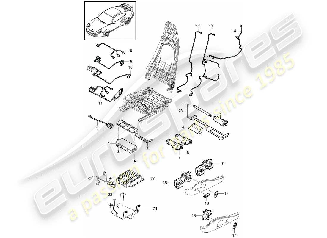 porsche 911 t/gt2rs (2011) wiring harnesses part diagram