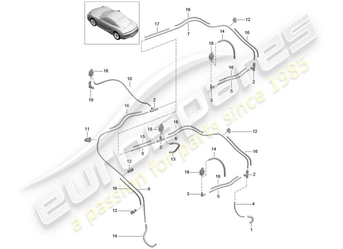 porsche cayman 981 (2015) vacuum system part diagram