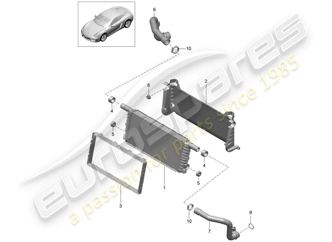 porsche cayman 981 (2015) radiator part diagram