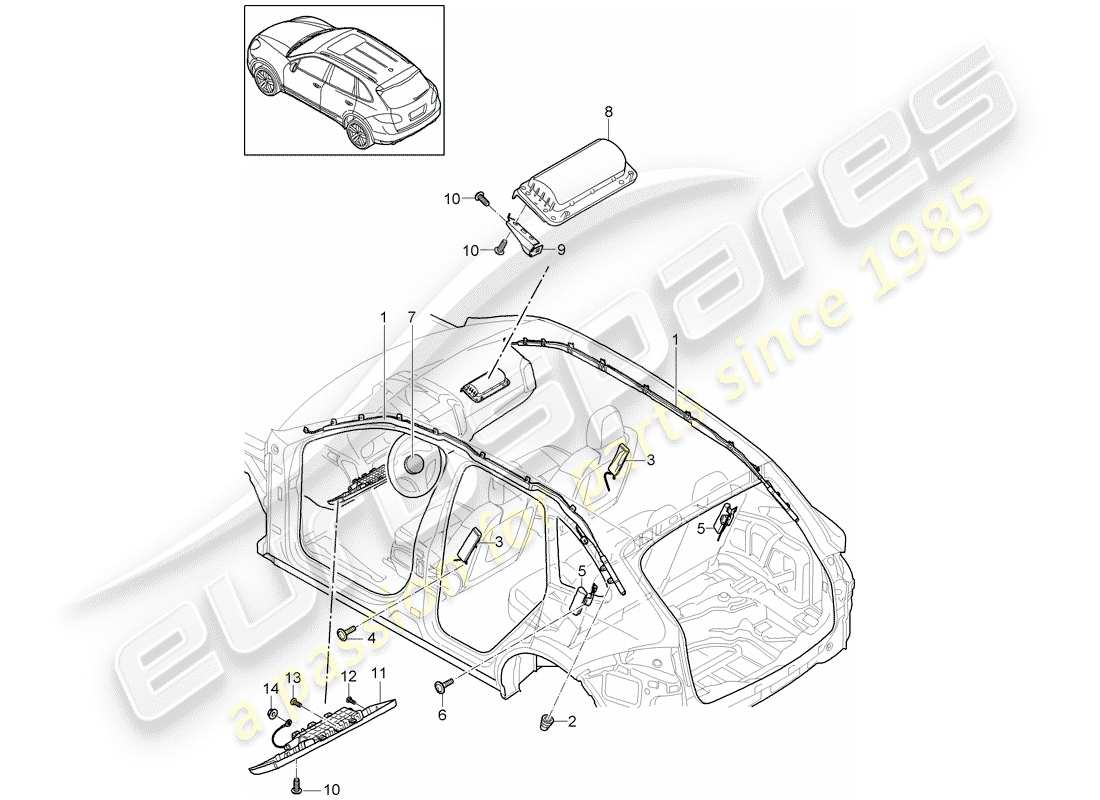 porsche cayenne e2 (2012) airbag part diagram