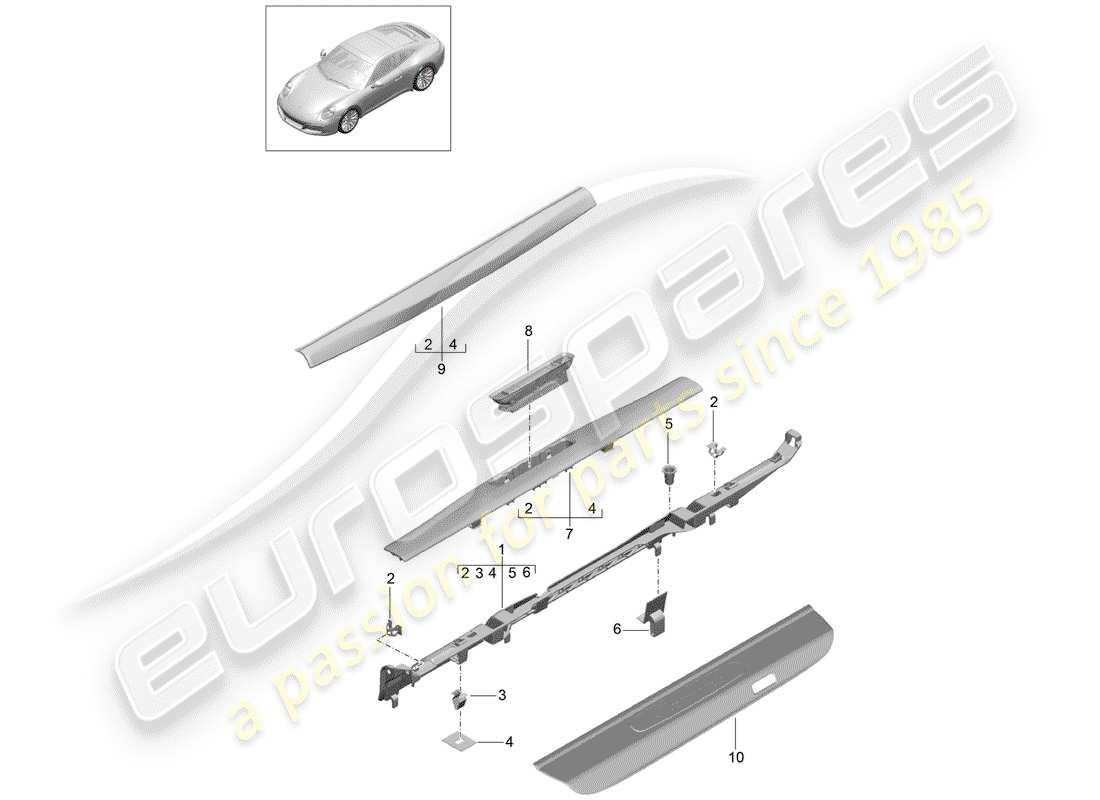 porsche 991 gen. 2 (2020) lining part diagram