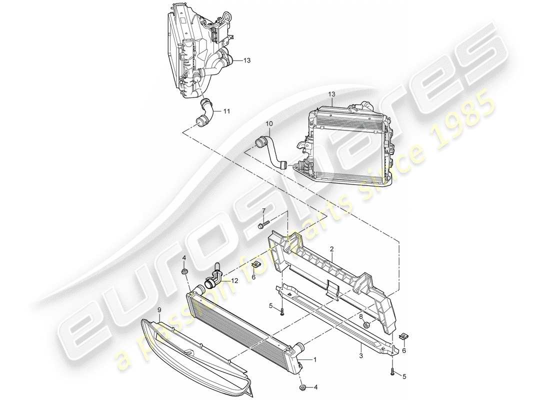 porsche 997 gt3 (2007) radiator part diagram