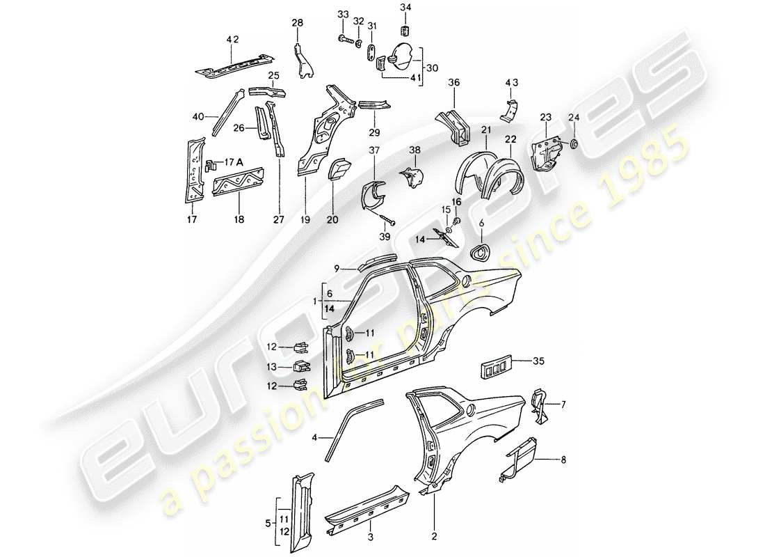 porsche 968 (1992) side panel part diagram