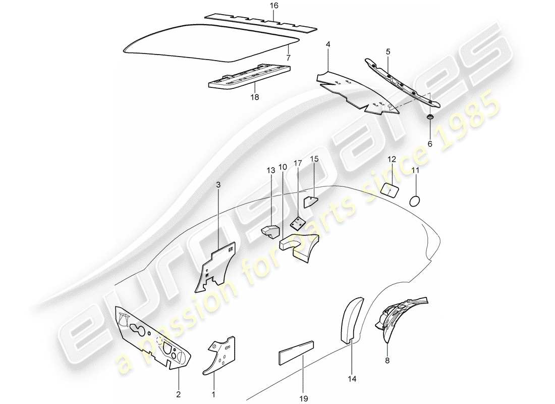 porsche 997 gt3 (2010) body shell part diagram