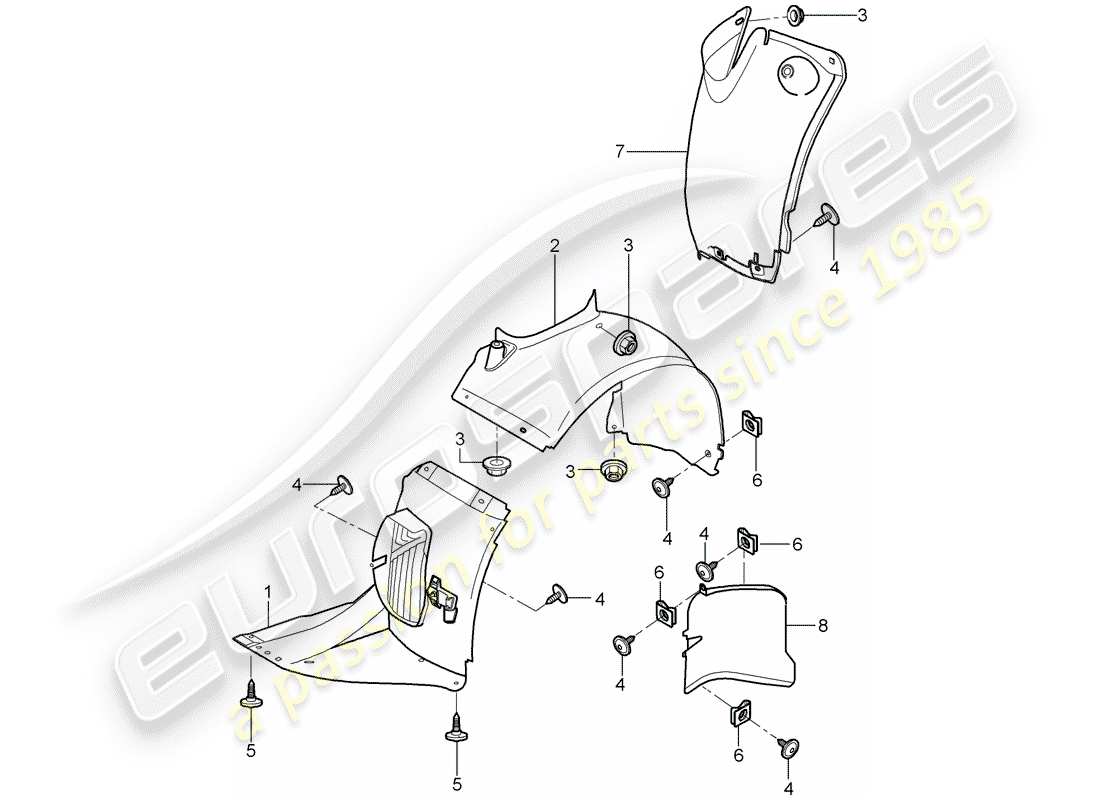 porsche 997 gt3 (2010) trims part diagram