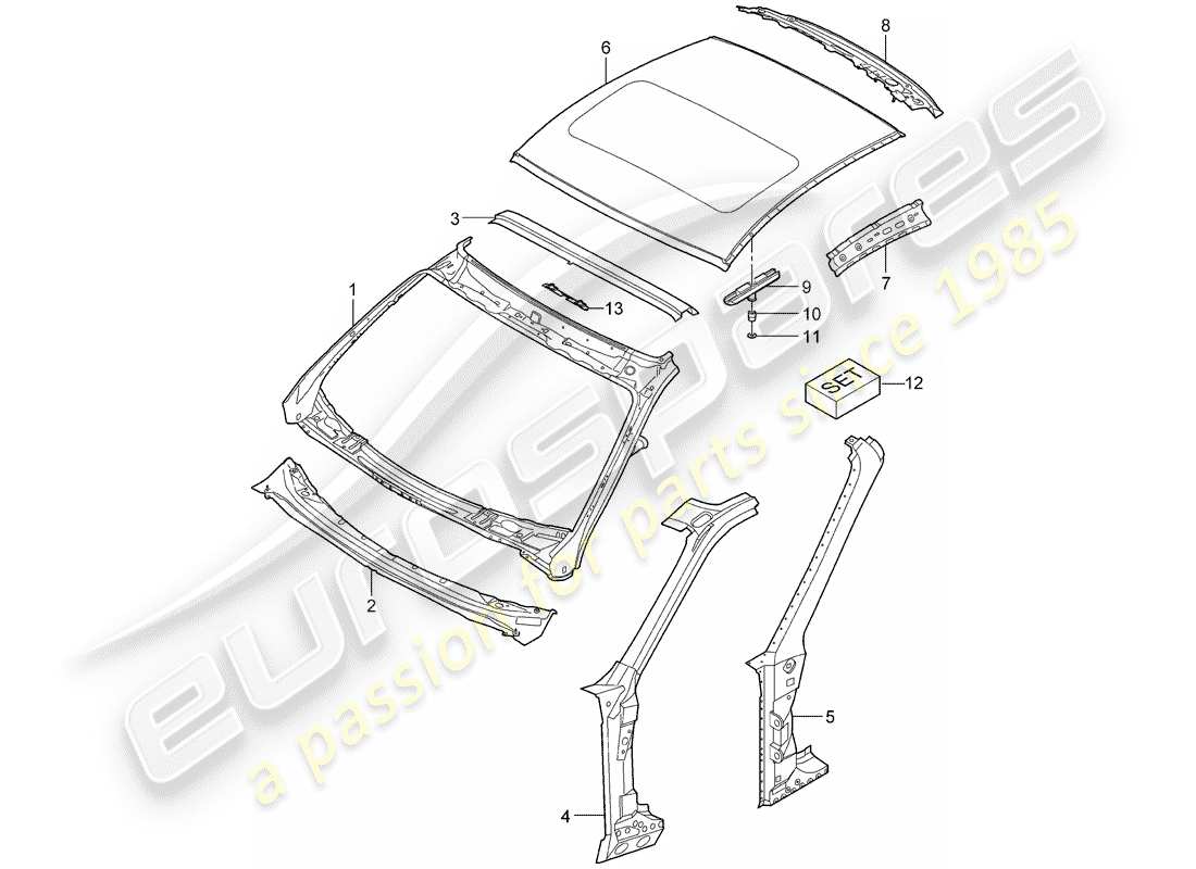 porsche 997 (2006) cowl part diagram