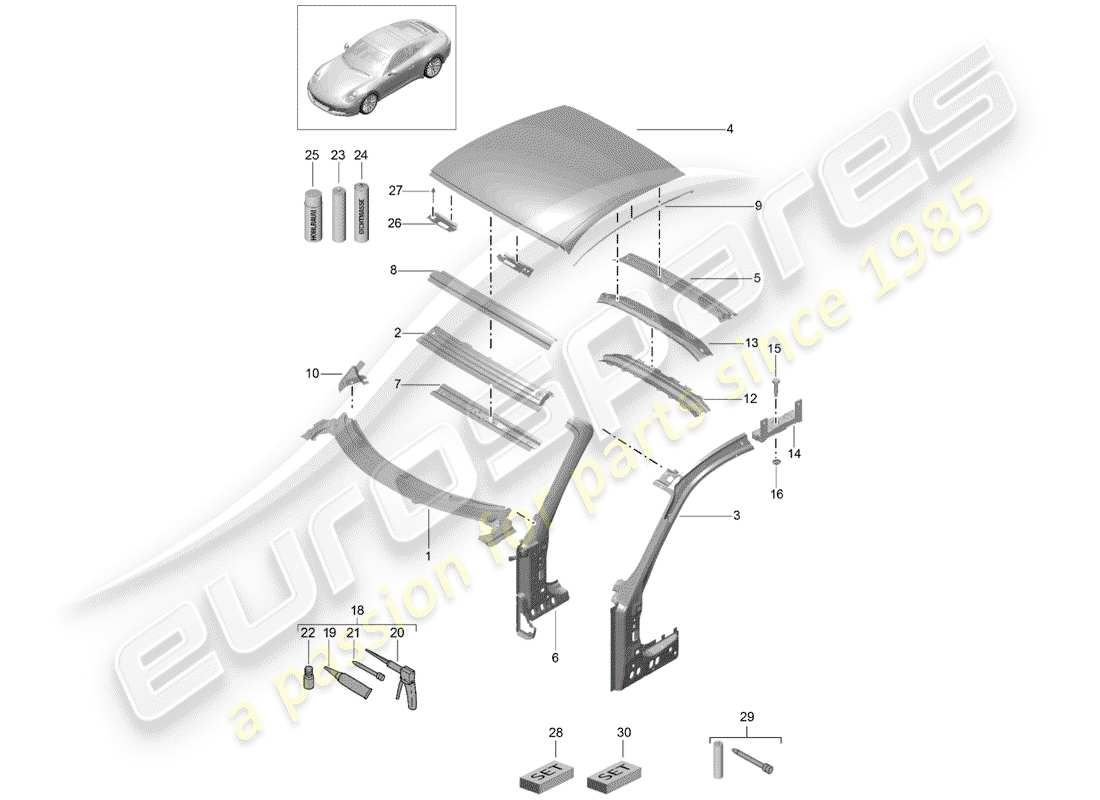 porsche 991 gen. 2 (2020) cowl part diagram