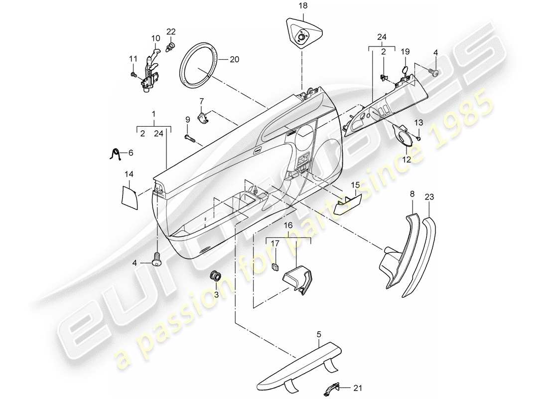 porsche 997 gt3 (2008) door panel part diagram