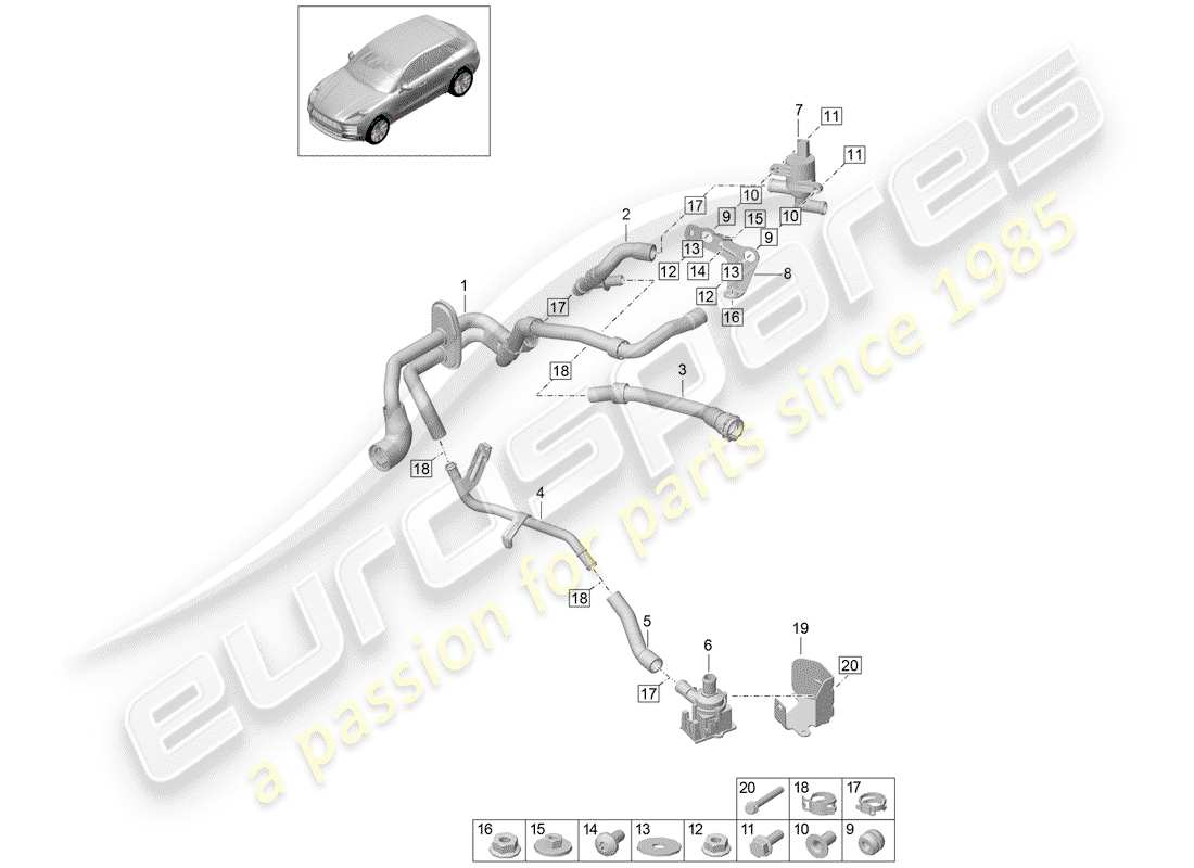 porsche macan (2019) heater part diagram