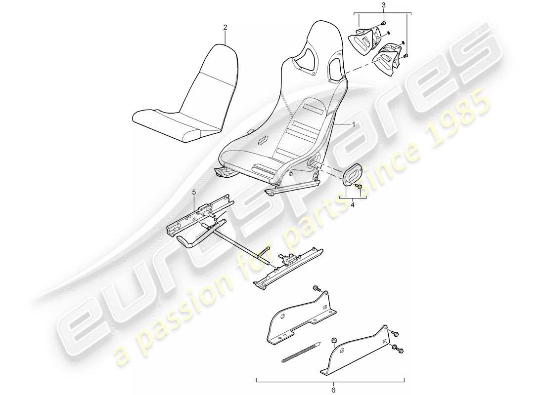 porsche 997 gt3 (2010) seat part diagram