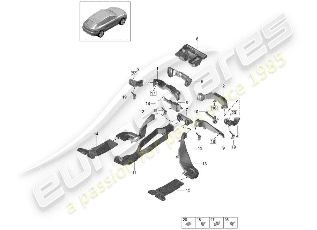 porsche macan (2019) air duct part diagram