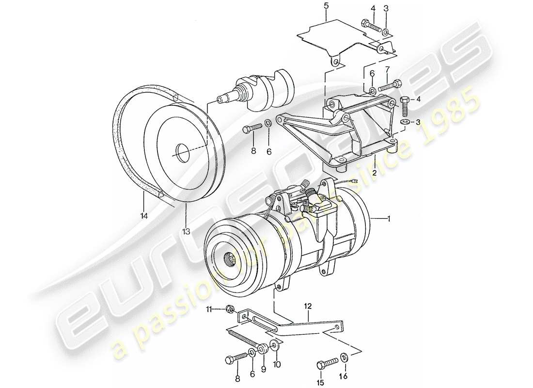 porsche 928 (1989) compressor - assembly part diagram