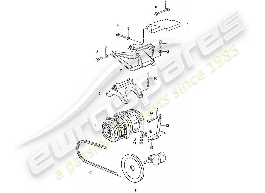 porsche 928 (1988) compressor - assembly part diagram