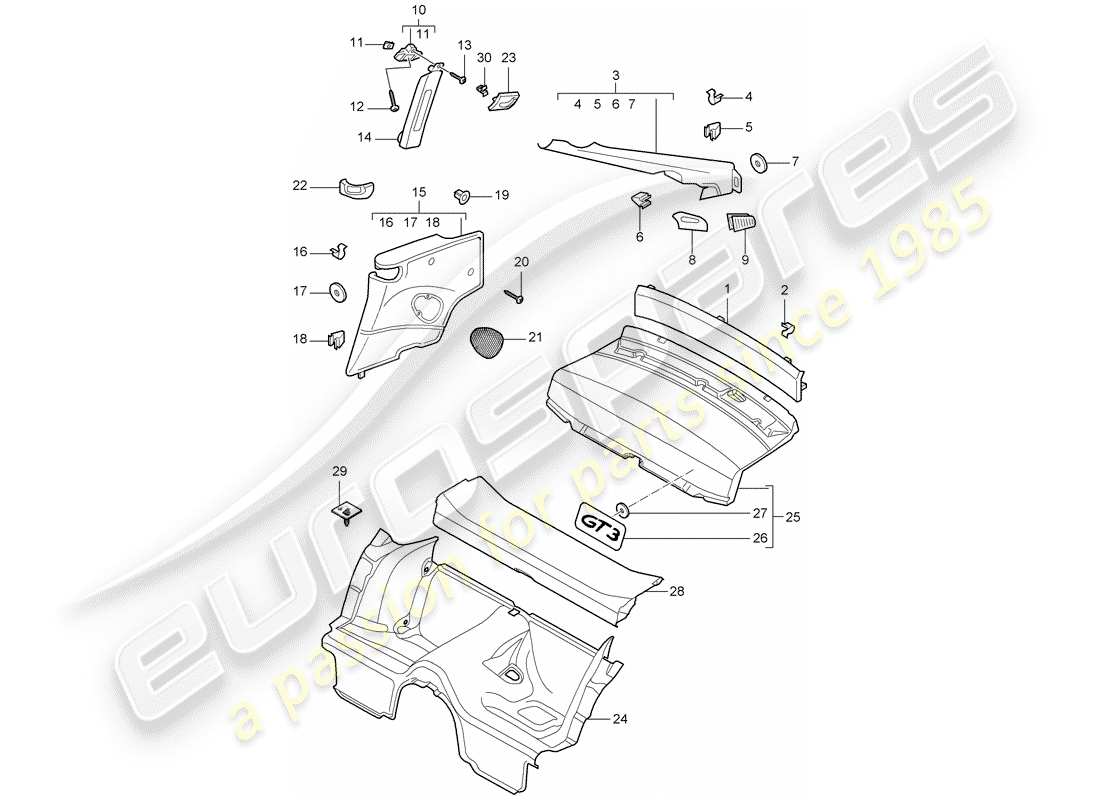 a part diagram from the porsche 997 gt3 (2010) parts catalogue